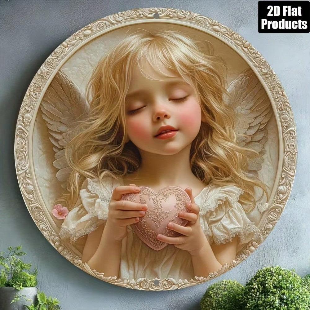Vintage Shy Angel Metal Sign Gold Wings Retro Wall Decor Home Bar Kitchen