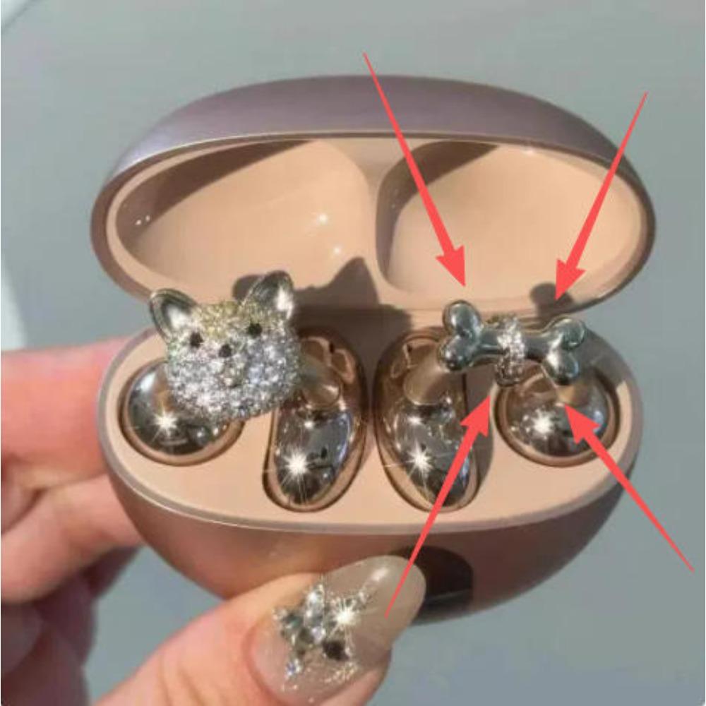 Cute Sparkling Diamond Cherry Blossom Bluetooth Earphone Case Decoration, Fashion Rhinestone Flower Earphone Accessory for Women, 1PC