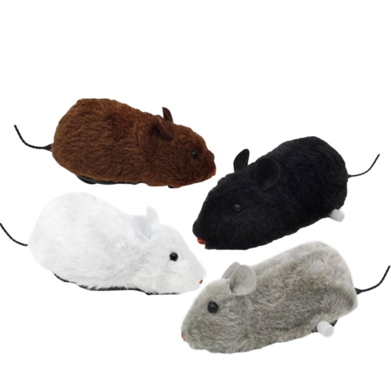 4Pieces Wind Up Mouse Toy Set Realistic Mice Toy For Pet And Kids Interactive Windingup Mice Toy for Baby Crawling