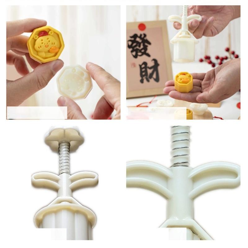 Hand Pressed Mooncakes Mold Chinese New Year Bean Pastes Cake Mould ABS Plastic Pastries Moulds for Baking Lover