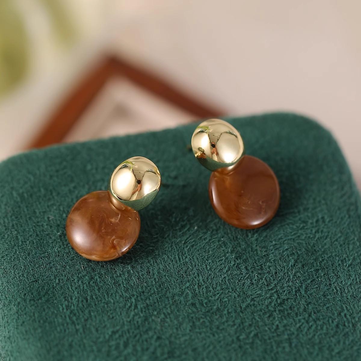 

ANENJERY Геометрические круглые серьги с плетением, модные, изысканные, ретро, простые, высококачественные, универсальные серьги, ювелирные изделия, подарки коричневый