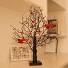LED Vintage Glowing Tree with Cardinals Battery Operated Twinkle Trees Lamp with Lighted Branches Festive Holiday Party Lighting Halloween Christmas