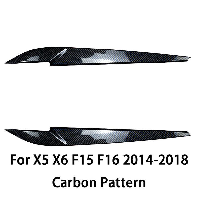 2 Stück Auto Scheinwerfer Lampe Augenbrauen Abdeckung Zierleisten Aufkleber Für X5 X6 F15 F16 2014-2018 Glänzend Schwarz Auto Augenlider Deckel ABS Carbon