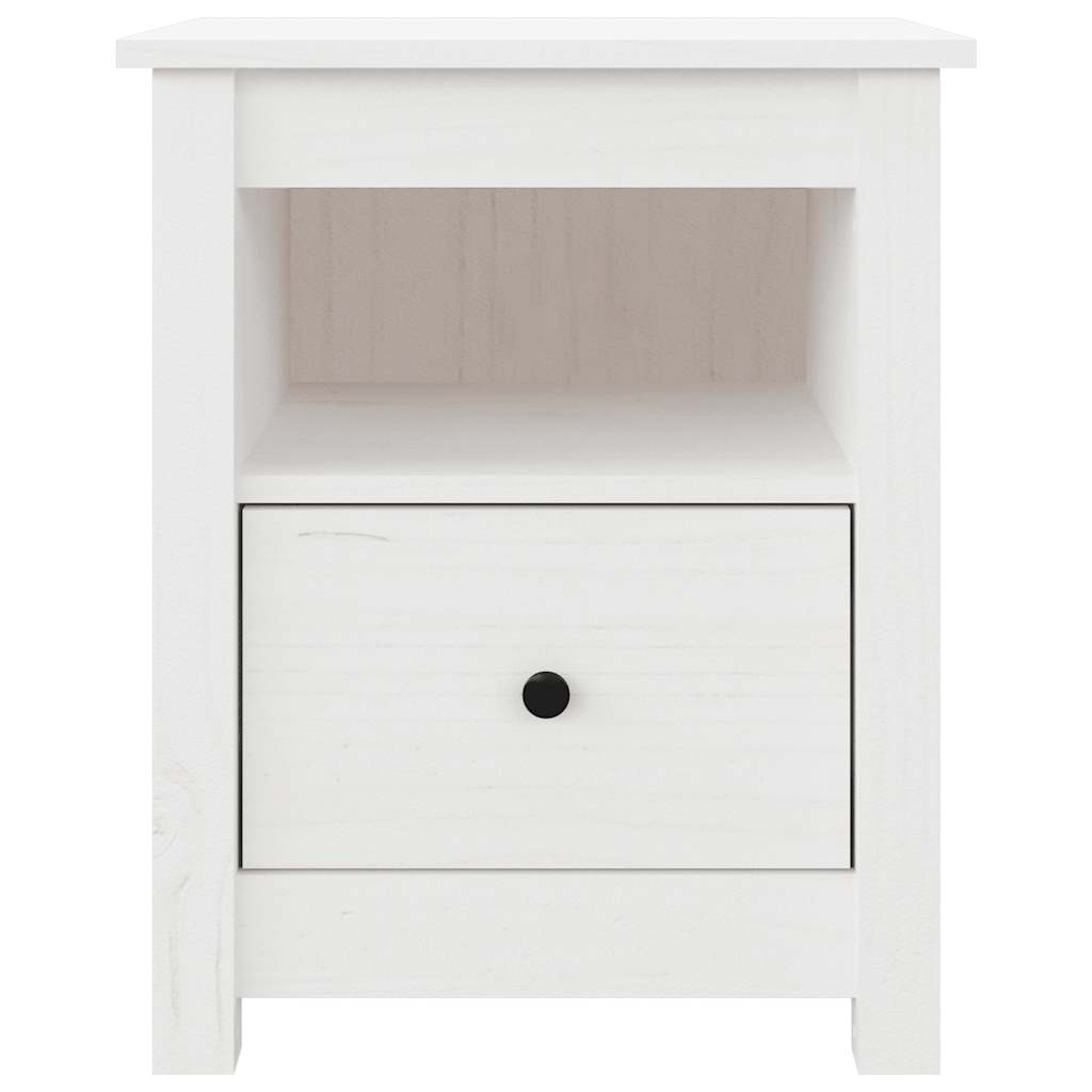 Vidaxl Bedside Table, White, 40X35X49 Cm, Solid Pine Wood