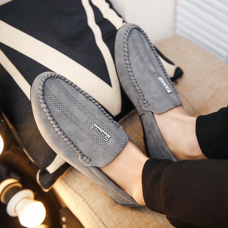 Herrskor i läder Mjuka mockasiner Mocka Rund tå Platt Herr Casual Sko Loafers Äkta Kohud Lågt pris på rea Sommar Pu