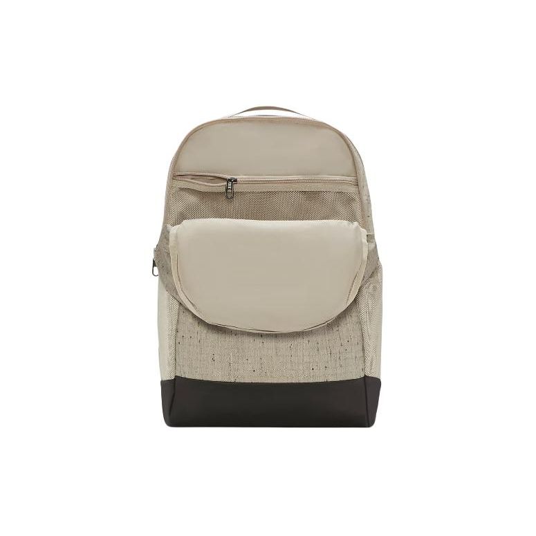 Nike Brasilia Backpack Large Capacity Zipper Closure Polyester School Bag Unisex Backpacks Khaki DA2276-210