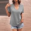Women's new hot-selling loose casual U-neck solid color European and American T-shirt short-sleeved top TOP