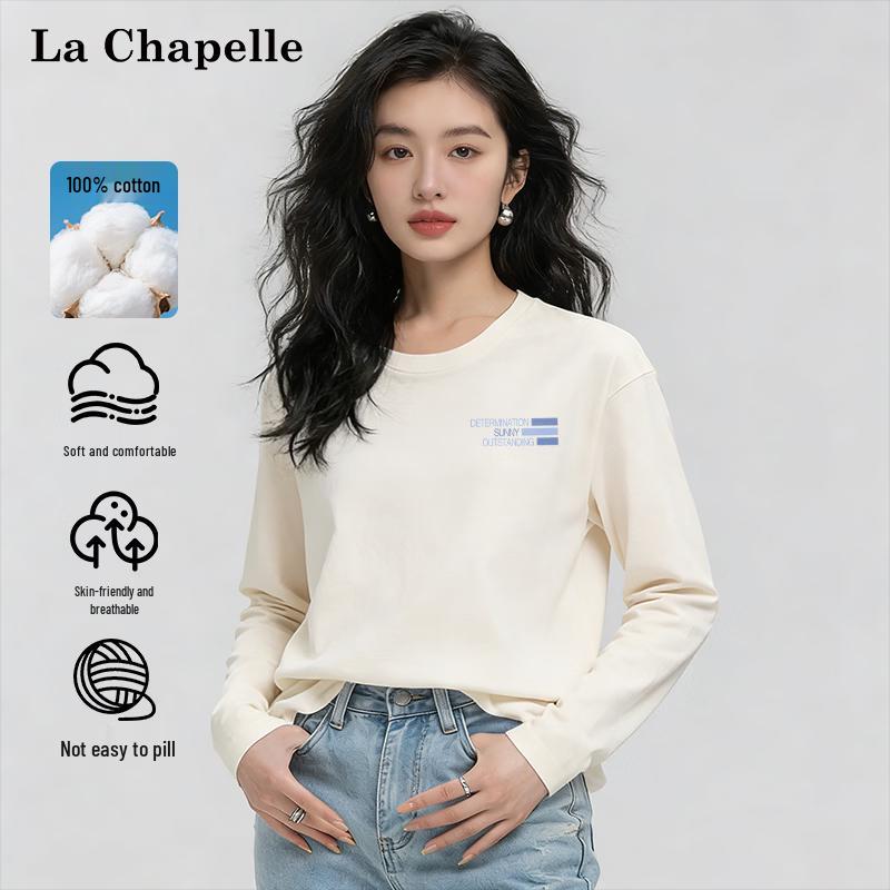 La Chapelle Women's Pure Cotton Gradient Stripe Long-Sleeve T-Shirt