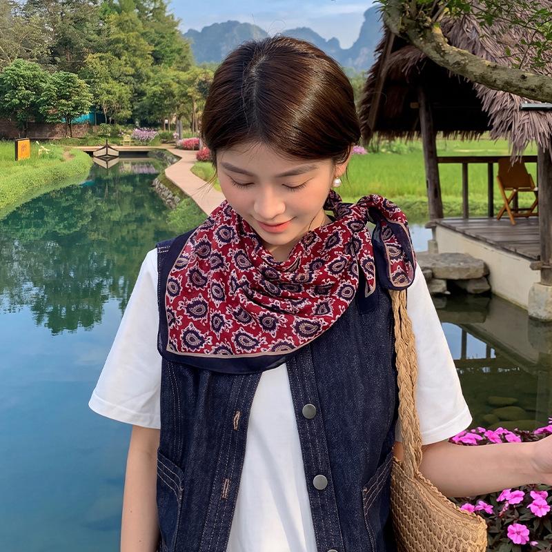 71 square scarf Lingxiao yarn velvet skin-friendly headscarf shirt suit with elegant scarf silk scarf