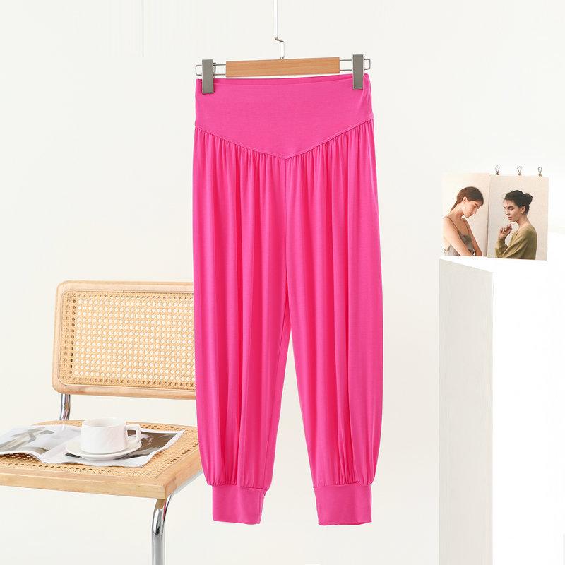 Women's Capri Pants Summer Modal Lightweight Loose-Fit Casual Loungewear Elastic-Cuff Yoga Pants Sports Outwear