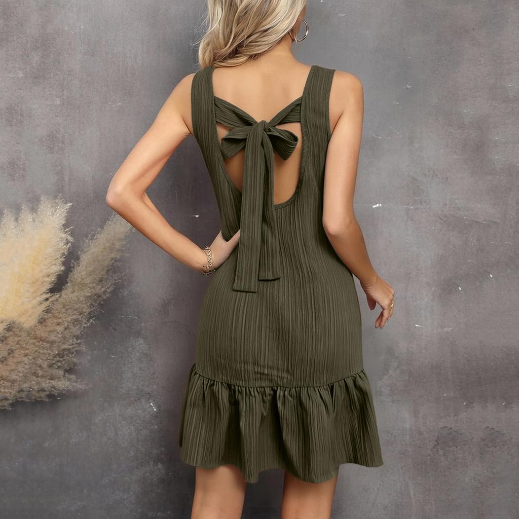 Women French High Quality Temperament Spring Summer Sleeveless Vest Dress