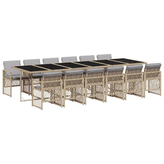 VidaXL Garden Dining Set and Cushions 13 Pcs Beige 3210768