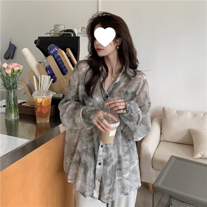 Damen Tie-Dye Jacke im Hongkong-Stil mit langen Ärmeln und Sonnenschutz, Übergröße, lockere Passform, Kollektion Frühling/Sommer 2025