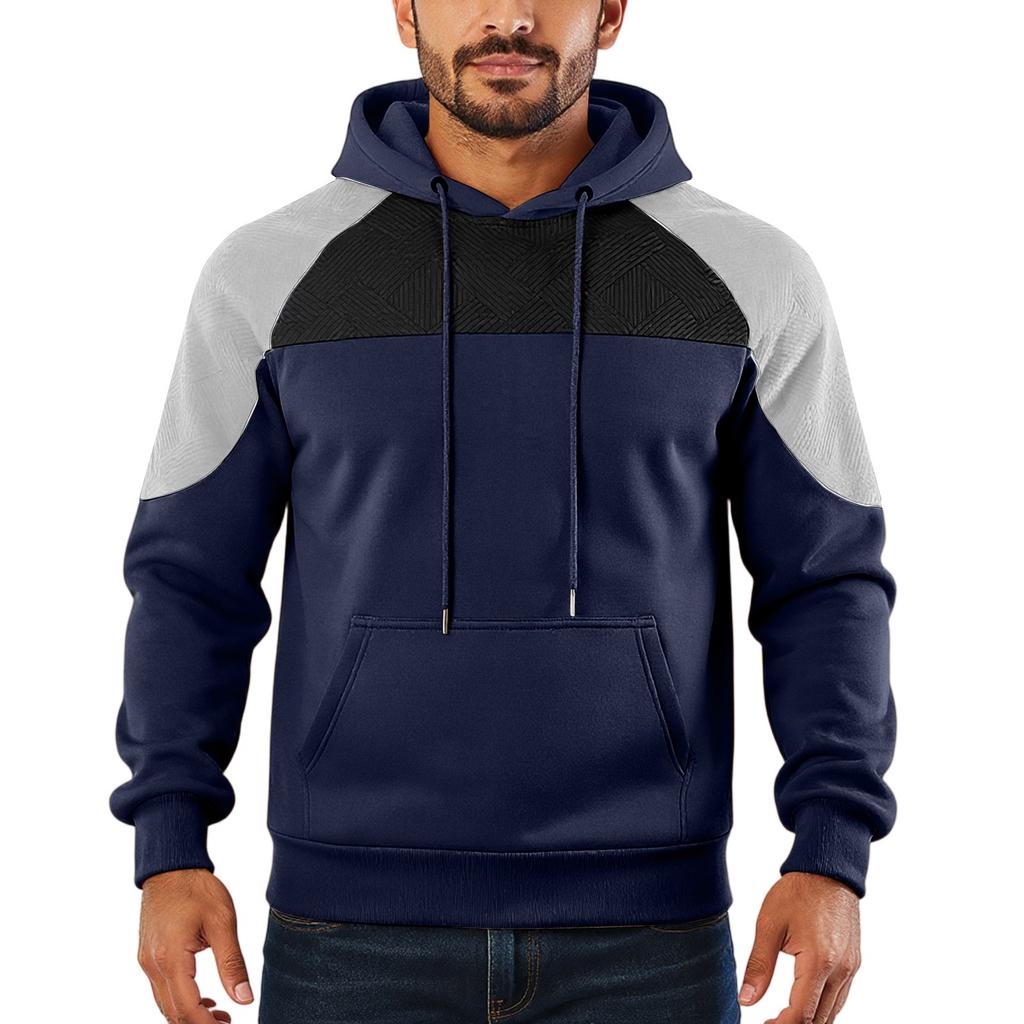 Men's Hooded Sweatshirt, Contrasting Color Sweatshirt, Sports  Zipper Casual Jacket