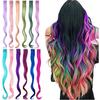 Apliques de cabelo Ombre de 55 cm para mulheres extensões de cabelo sintético multicolorido de cabelo falso