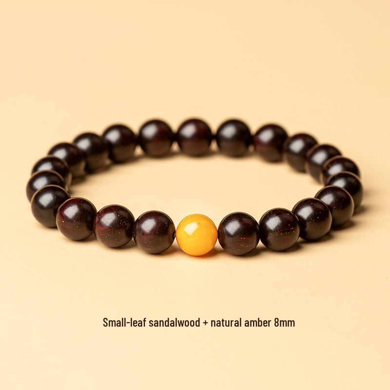 Unisex Sandalwood & Hetian Jade Bracelet with High-Density Wenge Wood & Golden Star Beads