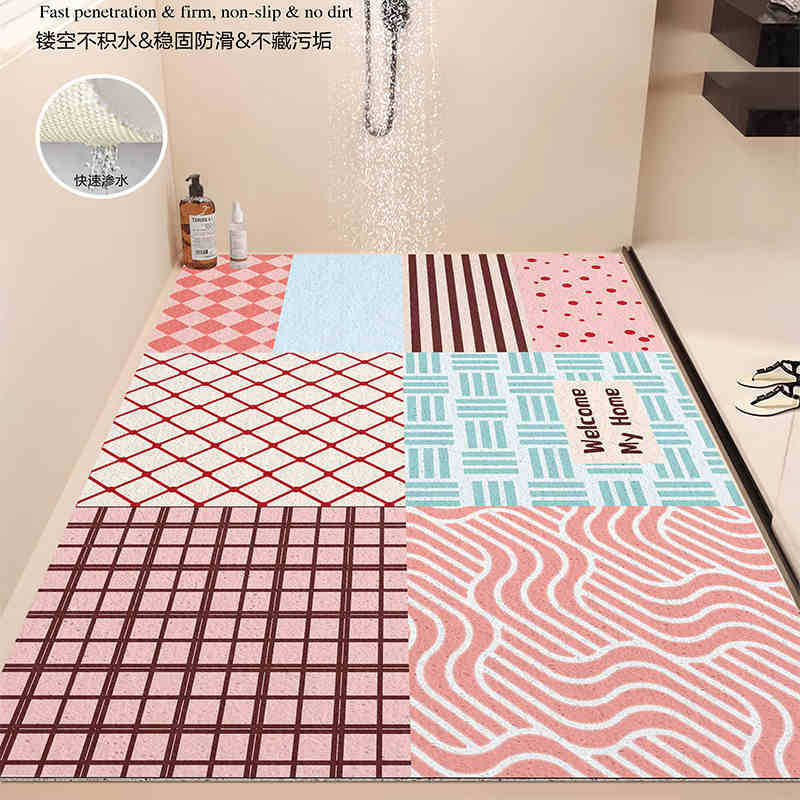 Floor Mat Household Hollow Non-Slip Silk Ring Foot Mat Shower Room Dirt-Resistant And Easy To Take Care Of Floor Mat