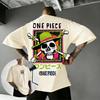 One Piece TShirt Men Summer Straw Hat Pirates Vintage Skull Graphic Short Sleeve Oversized Streetwear Loose Fit Anime Fan Top