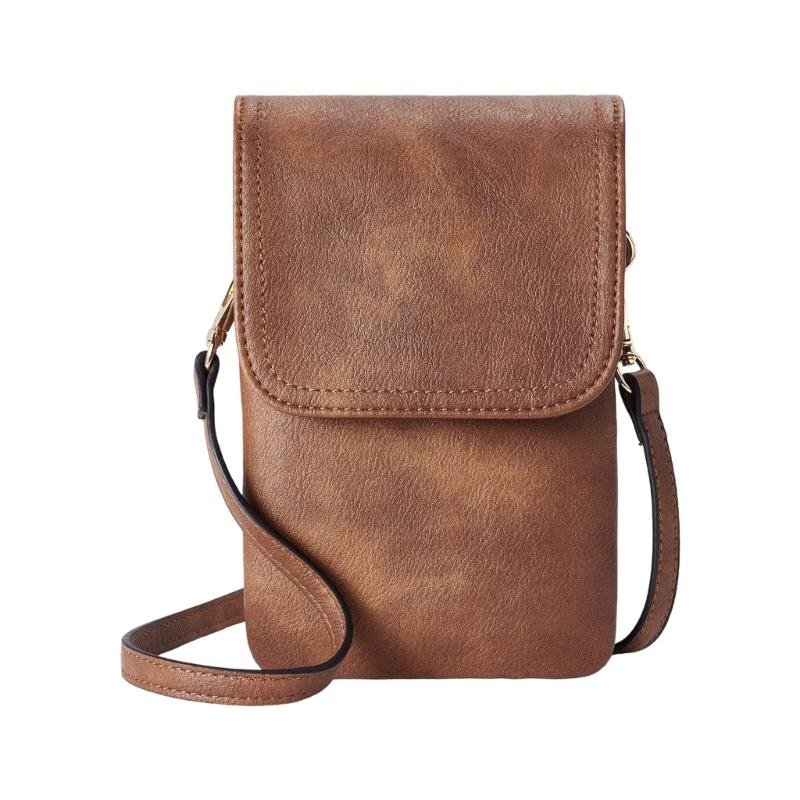 Stylish Phone Case Lightweight PU Leather Card Holder With Phone Slot Compact Crossbody Bag For Daily Use