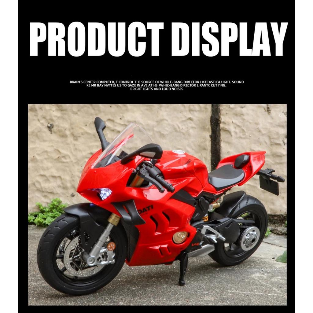 1/9 Panigale V4S Legierung Rennmotorrad Diecasts Metall Straßen-Sportmotorrad Modell Simulation mit Licht Kinderspielzeug Geschenk