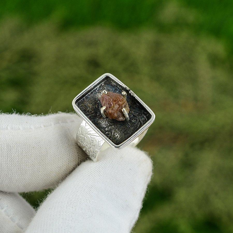 Natural Pink Tourmaline Gemstone Statement Adjustable Ring 925 Sterling Silver Adjustable