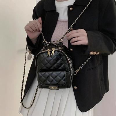 Xiaoxiangfeng Rhombus Chain Backpack Women's 2024 New Fashion Mini Soft Leather Backpack