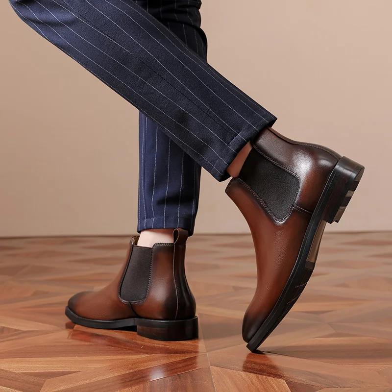 Golden Sapling Formelle Chelsea Boots für Herren Handgefertigte Schuhe aus echtem Leder Lässige Businessschuhe Britischer Stil Herren-Stiefelette