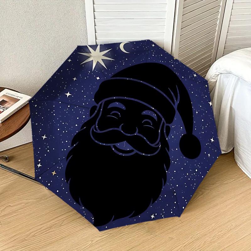 Santa's Starry Night Adventure: Automatic Opening/Closing Umbrella Outdoor Protection, Travel Accessory, Lightweight & Durable 113