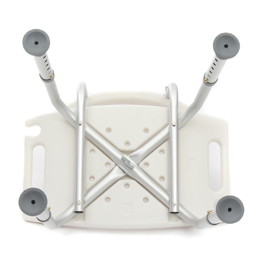 Adjustable Medical Shower Chair Bath Tub Seat Bench Stool Detachable Backrest White+Silver