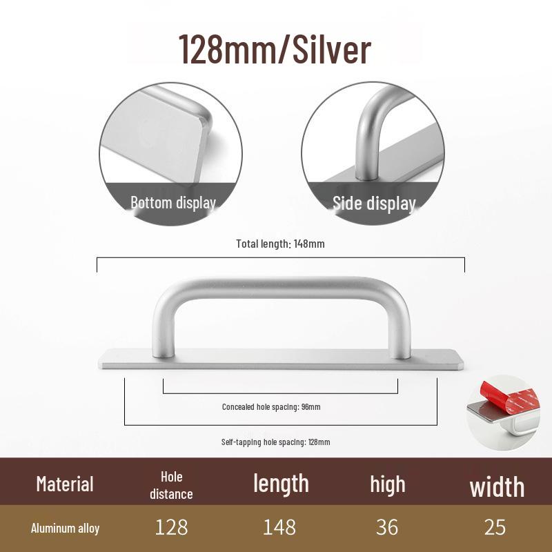 Hole-Free Aluminum Alloy Sliding Door Handle for Cabinets and Drawers