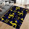 Modern Abstract Carpet with Yellow and Blue Geometric Starburst Pattern Suitable for use as an anti-slip for living room bedroom sofas
