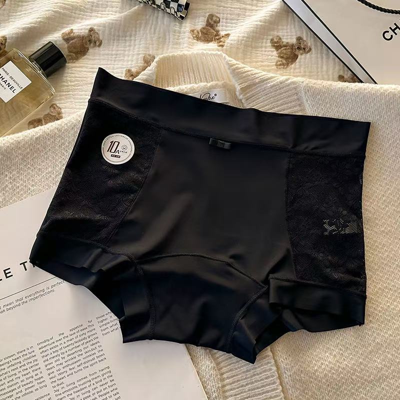 

Женские весенние и осенние новые милые кружевные 10A антибактериальные удлиненные и расширенные хлопковые трусы с плоским углом в области промежности L чёрный