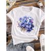(European Size) 90s Women Flower Watercolor Trend Cute Short Sleeve Fashion Tee Top Clothing Print Lady Casual T-shirt Female Graphic T-shirts