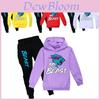 Kids Cartoon Cotton Hoodie And Joggers Set For Active Play And Casual Wear
