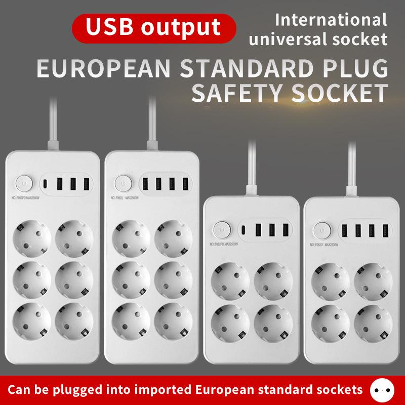 European Standard Socket Plug for Household USB Socket Switch  European Standard Socket Plug Russian High-power Multifunctional Plug Board