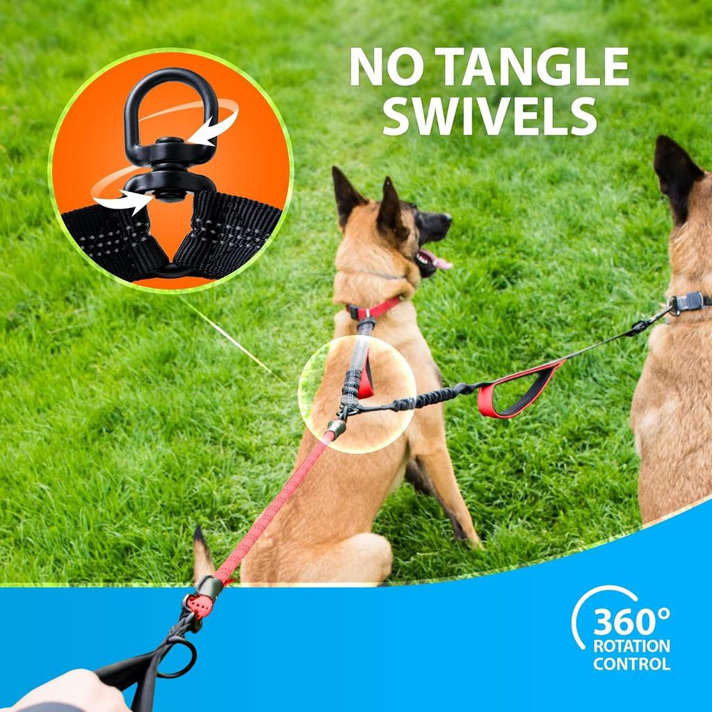 Explosion Proof Impact Elastic Buffering Adjustable One To Two Double Dog Leashes Dog Walking Accessories for Small Dogs