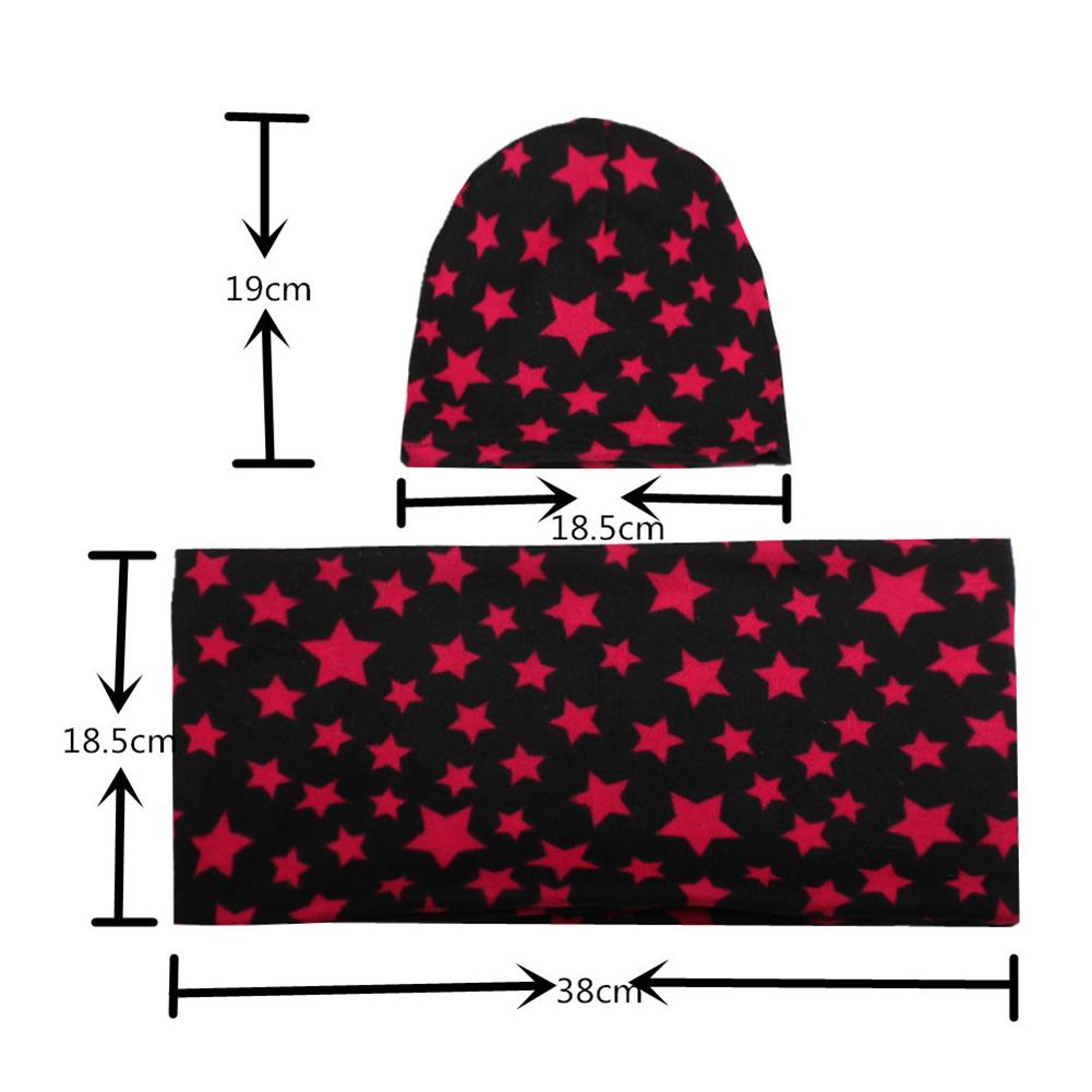 Cotton Hat Scarf Set Cute Star Print Kids Beanie + Scarf Collar Autumn Winter Kids Cap