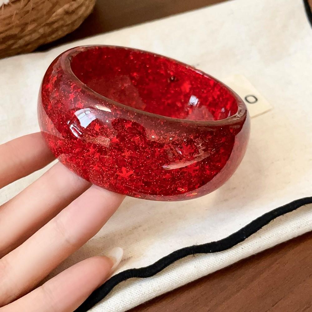 Smudging Aurora Dopamine Bangle Resin Retro Hand Ring Vintage Women Wide Bracelet Gift