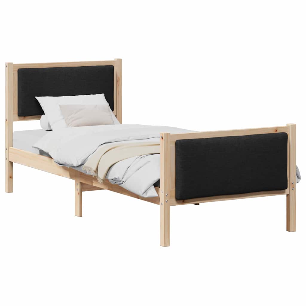 Black Bed Frame with Headboard 75 x 190 cm Fabric