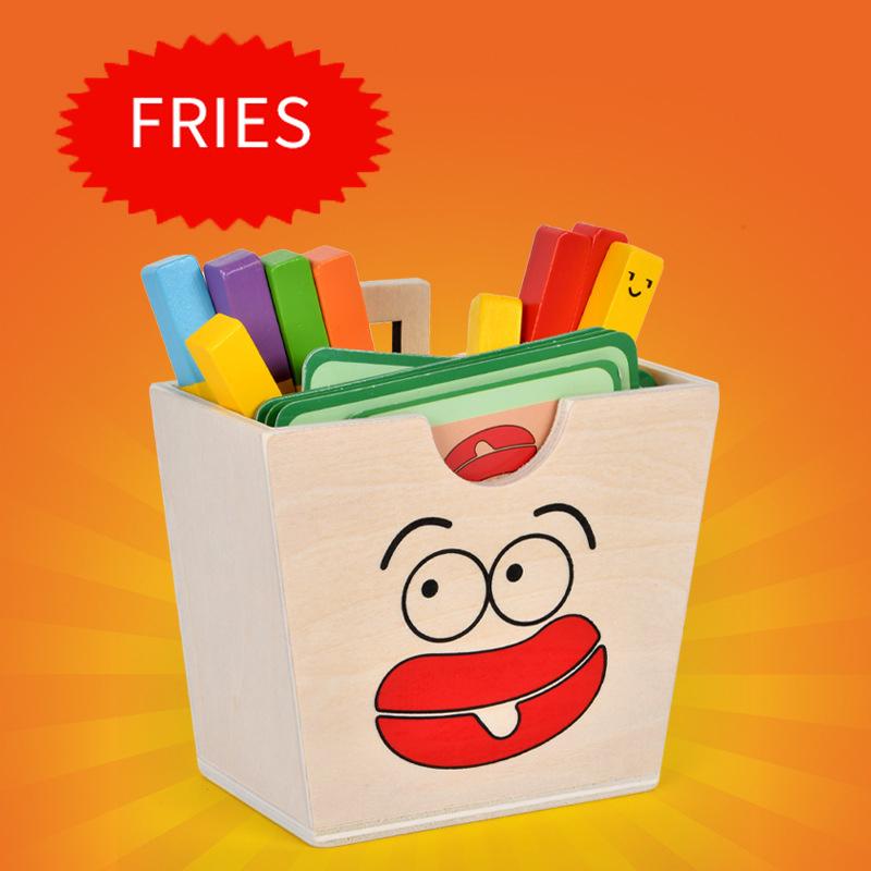 

Іграшка Монтессорі для дітей, дерев яний гамбургер, сендвіч, картопля фрі, іграшки для сортування, іграшка для дошкільного навчання, іграшка з їжею