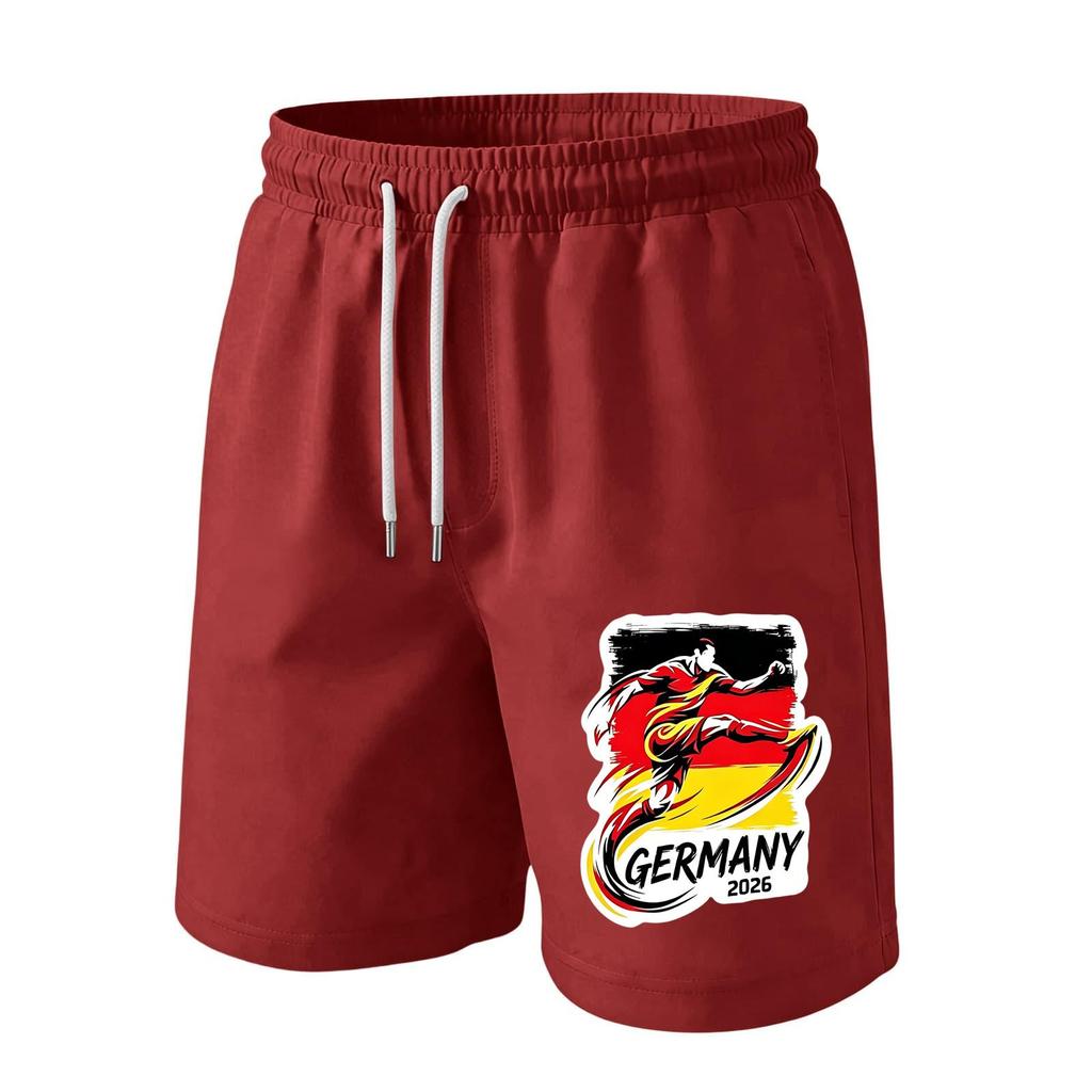 Men’s Casual Drawstring Waist Shorts with Germany 2026 Print Relaxed Fit Lightweight Breathable Athletic Lounge Wear