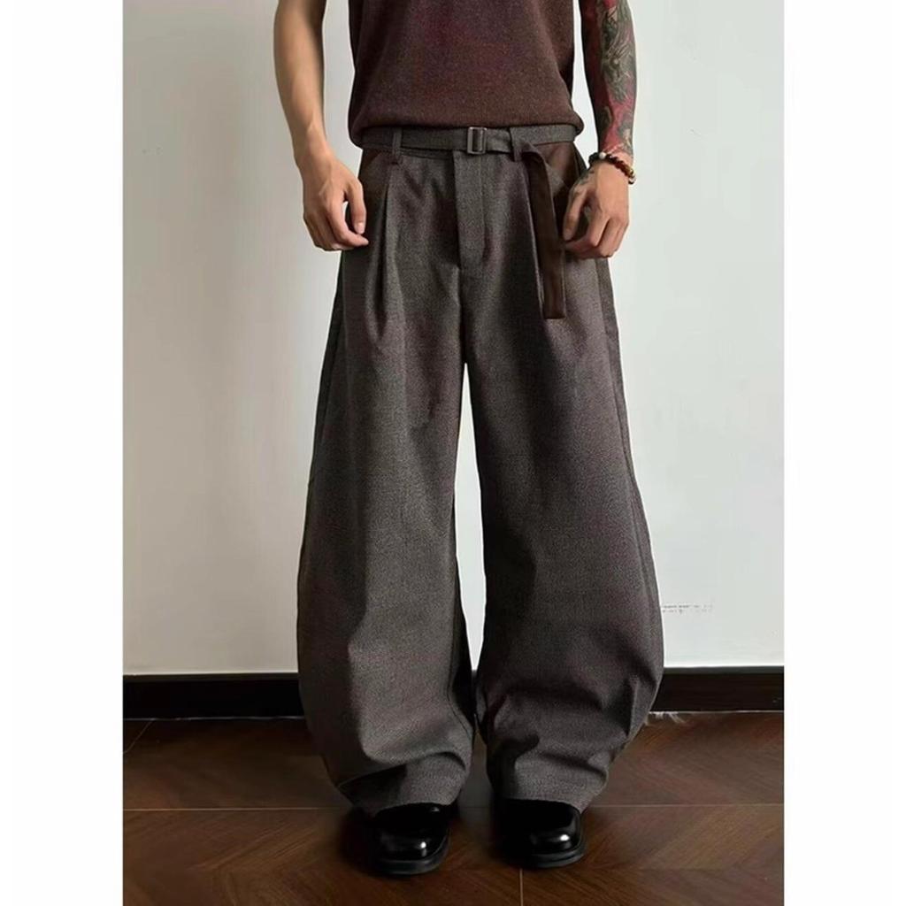 Autumn New Trousers Men's American Trendy Brand Loose Straight Semi-elastic Retro Long Silhouette Old Money Wind Long Pants Trendy