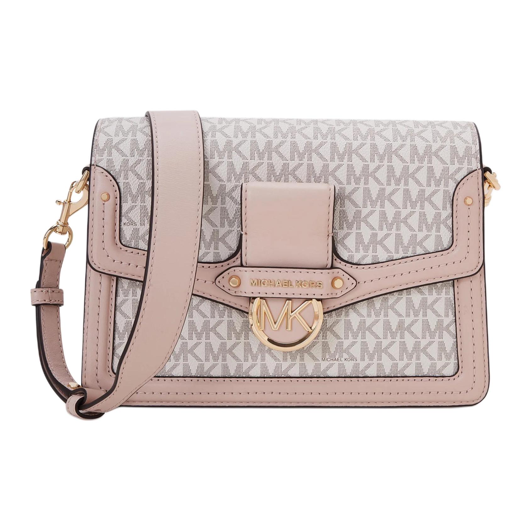 

Michael Kors Jessie Vintage Monogram Color Block Flap Classic Shoulder Bag Women Shoulder Bag Pink White 30S0SI6L2V Basic Set (Bag+Dust Bag)