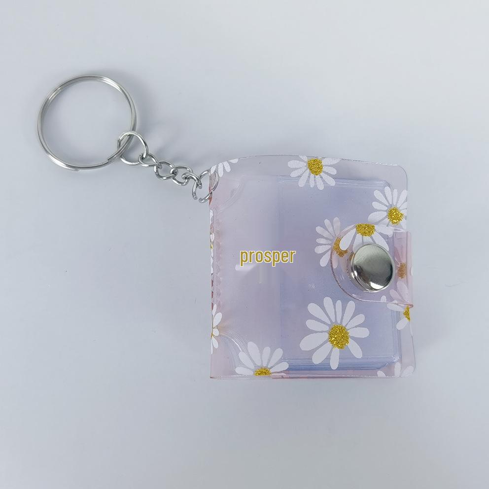Mini 1-2 Inch Photo Album with Keychain and Stickers for Children's Memories