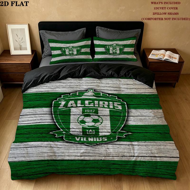 Fk Zalgiris Pattern Bedding uilt Set uilt Cover Pillowcase Home Decoration Birthday Gift (1 * duvet cover + 2 * pillowcase without core)