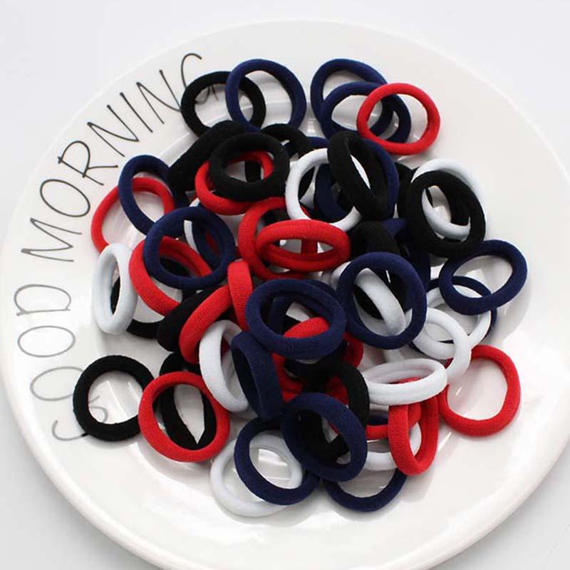 

50 шт./лот Черные Цветные Резинки для волос Кофейно-розовые Резинки Веревка Повязка Завязки Резинка 3 см Белые Эластичные Резинки для волос для Девочки