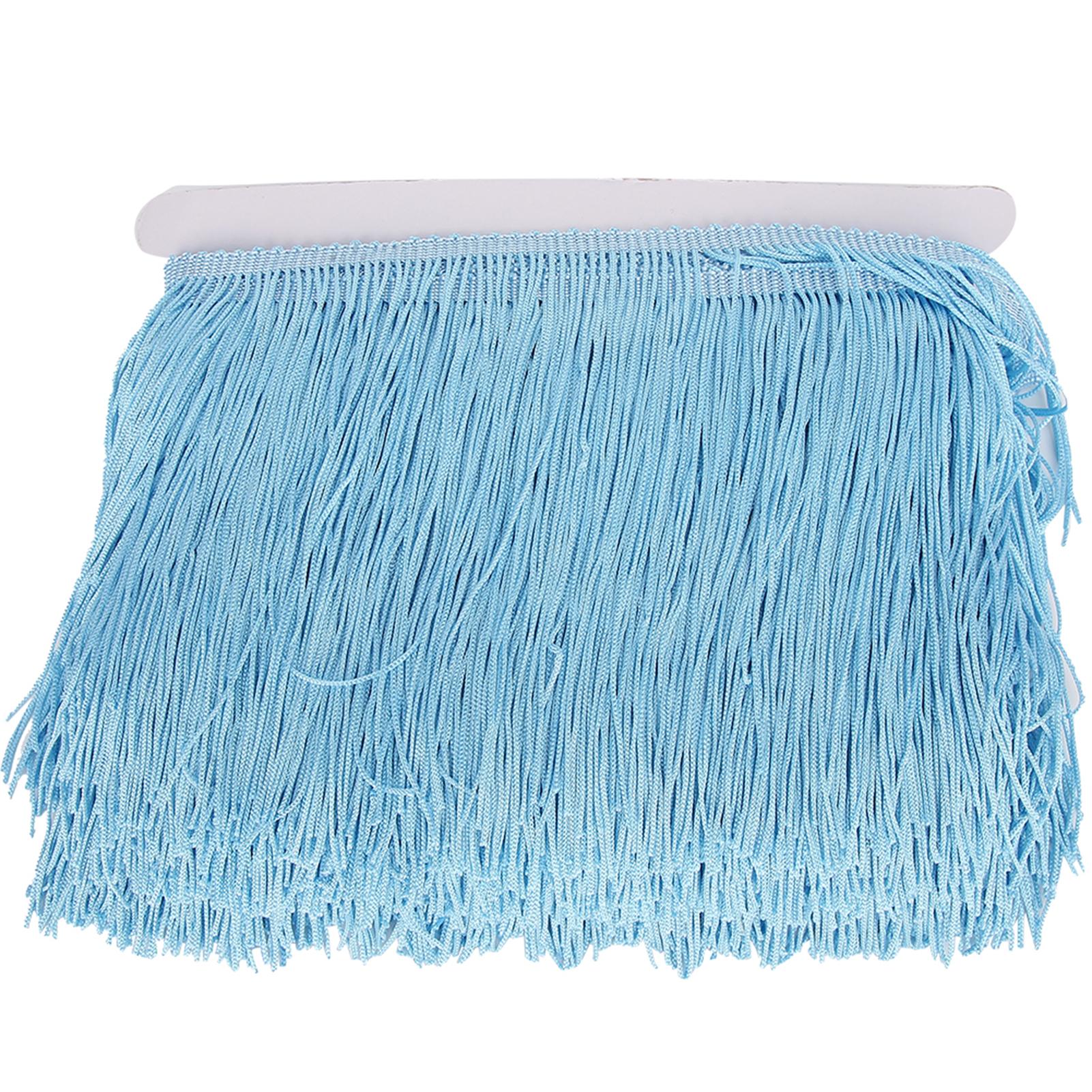 10 yardů 14 cm Dlouhé Třásně Latinské Šaty Třásně Polyester Krajka Ozdobná Stuha Šít Scéna DIY Závěs Oděvní Doplňky Nebesky Modrá Length: Approx. 9Meters/10yd white