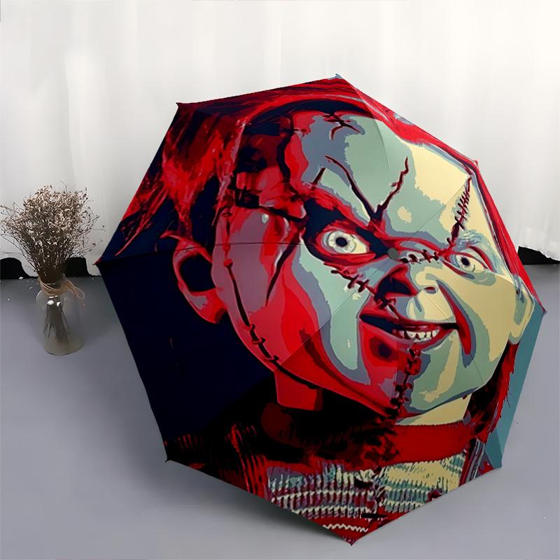 1pc Chucky Automatic Opening and Closing Folding - A Good Choice for Gifts, Fashionable and Convenient Umbrella With Cute Cartoon Characters, Dur