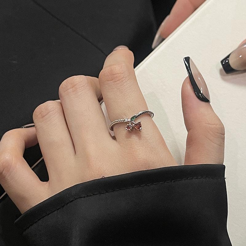 French Open Ring Female Niche Design Light Luxury High Sense Fashion Personality Fruit Simple Ring Female
