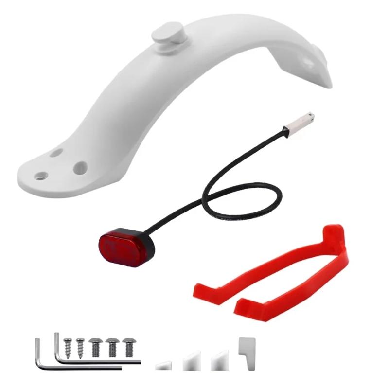 Rear Mudguard Replacement Set for Electric Scooter Daily Commuting Upkeep with ABS Splashes, Support Brackets and Hardware